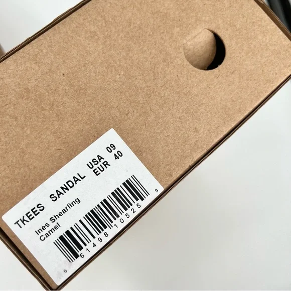 NWT TKEES Ines Shearling Camel Sandal Flats US 9 EU 40 Loafers Suede Mules Tan - Picture 10 of 10